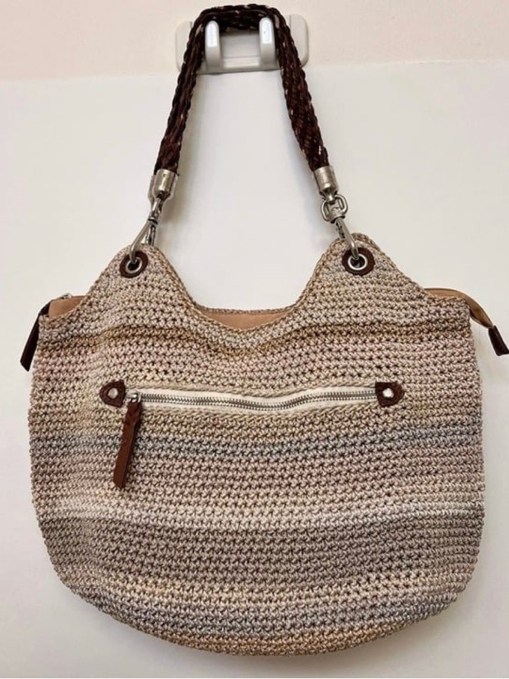 The Sak Beige and Brown Woven Shoulder Bag